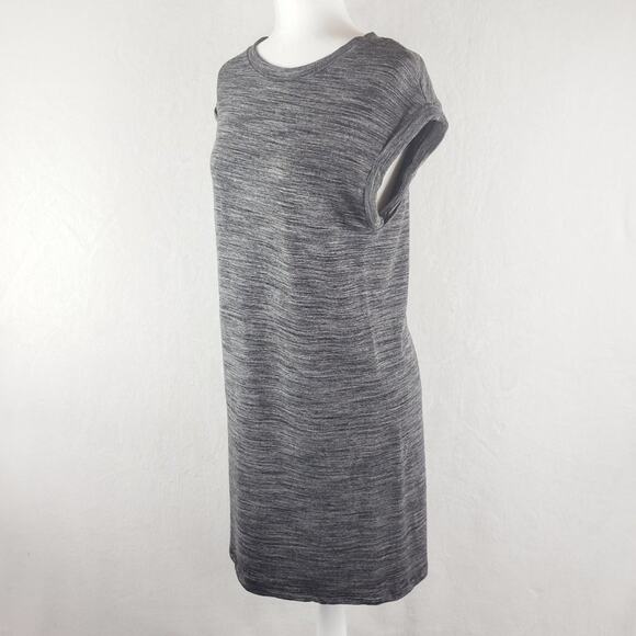 Cloth & Stone Shirt Dress Women M Melange Short Sleeve Soft Grey Heather Knit - Picture 3 of 8
